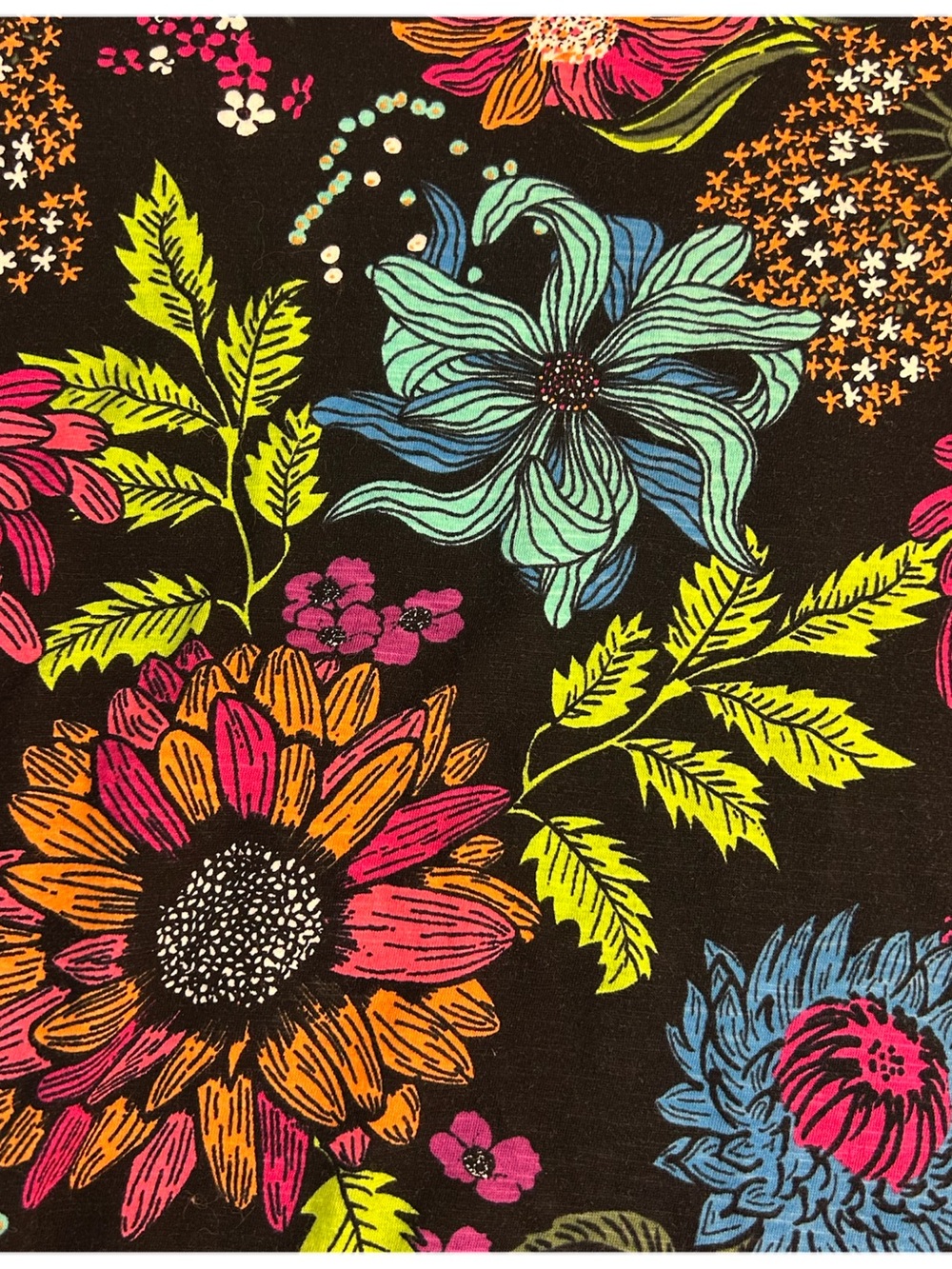 NWT Westbound Black Floral Scoop Neck Tee with Bright Multicolor Blooms - Picture 4 of 5